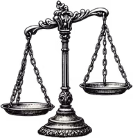 Engraving of a balance scale